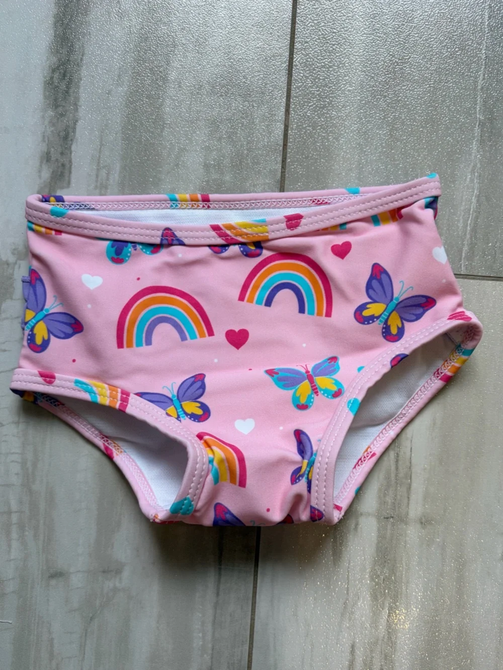 NWT RuffleButts Rainbows & Butterflies Ruffle Tankini 2-Piece Swimsuit 3-6M